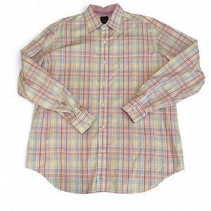 Tailorbyrd Men's Pink Plaid Long Sleeve Button Up XL